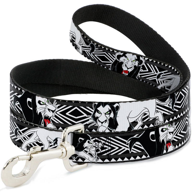 Dog Leash - Lion King Scar Poses White/Black 