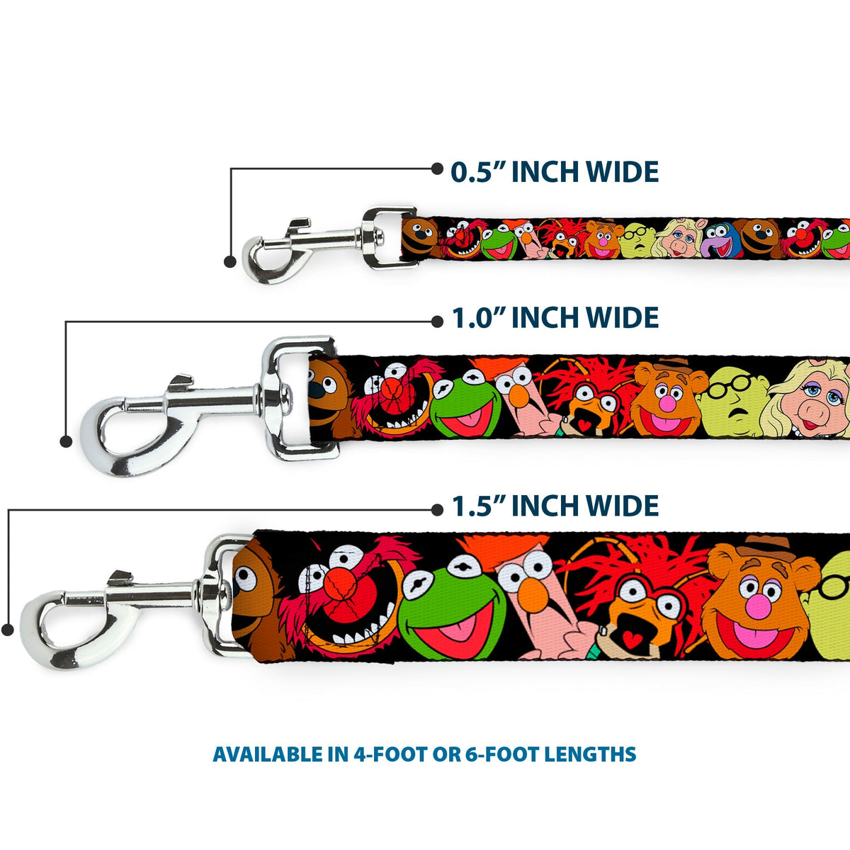 Dog Leash - Muppets Faces Black 