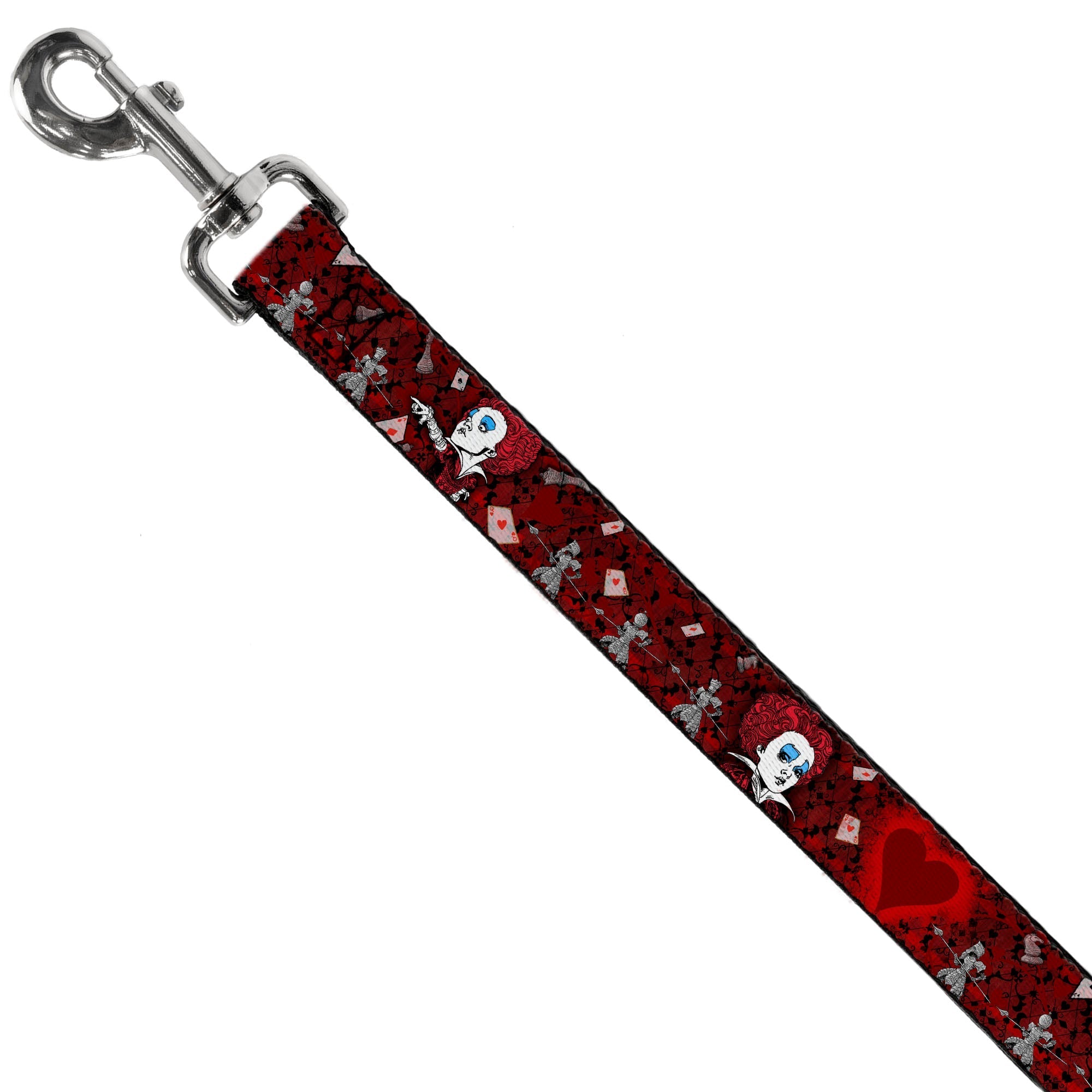 Dog Leash - Queen of Hearts Poses/Hearts/Cards Reds/Black 