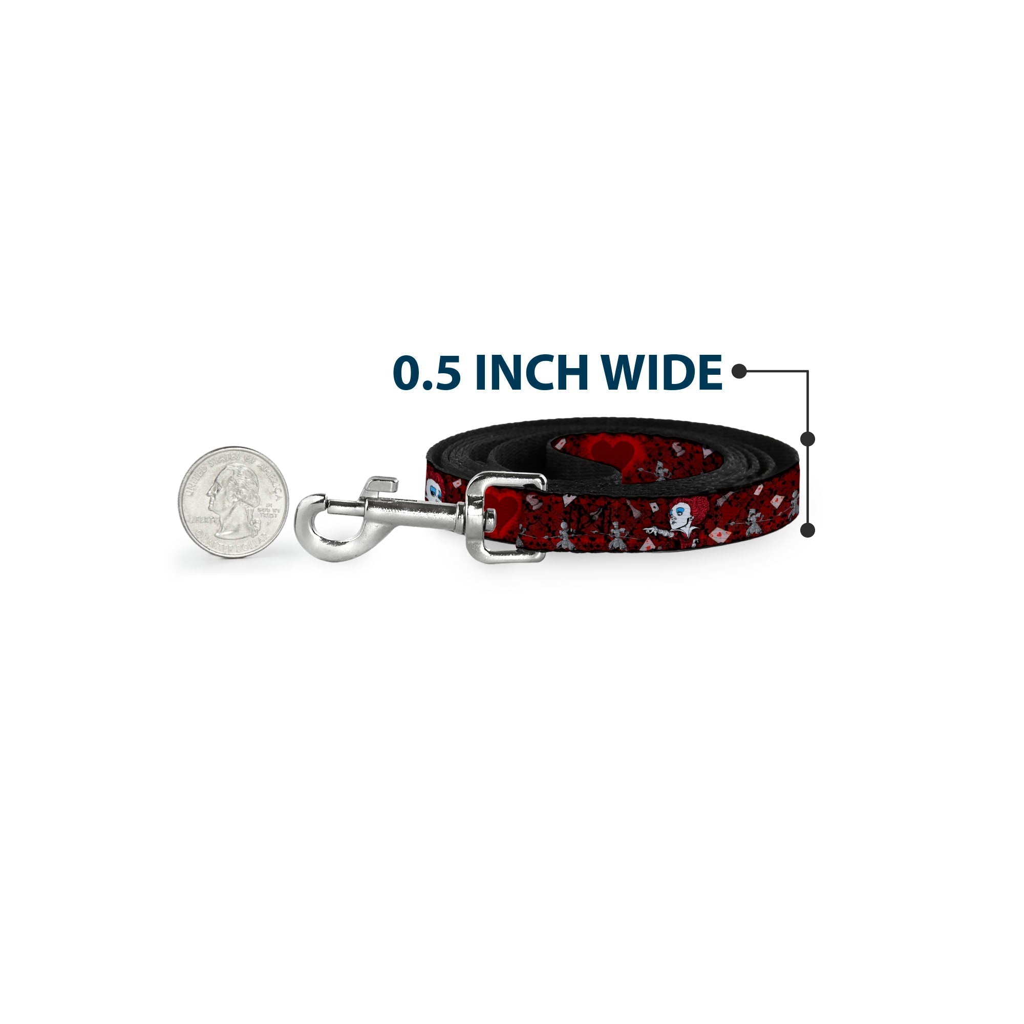 Dog Leash - Queen of Hearts Poses/Hearts/Cards Reds/Black 