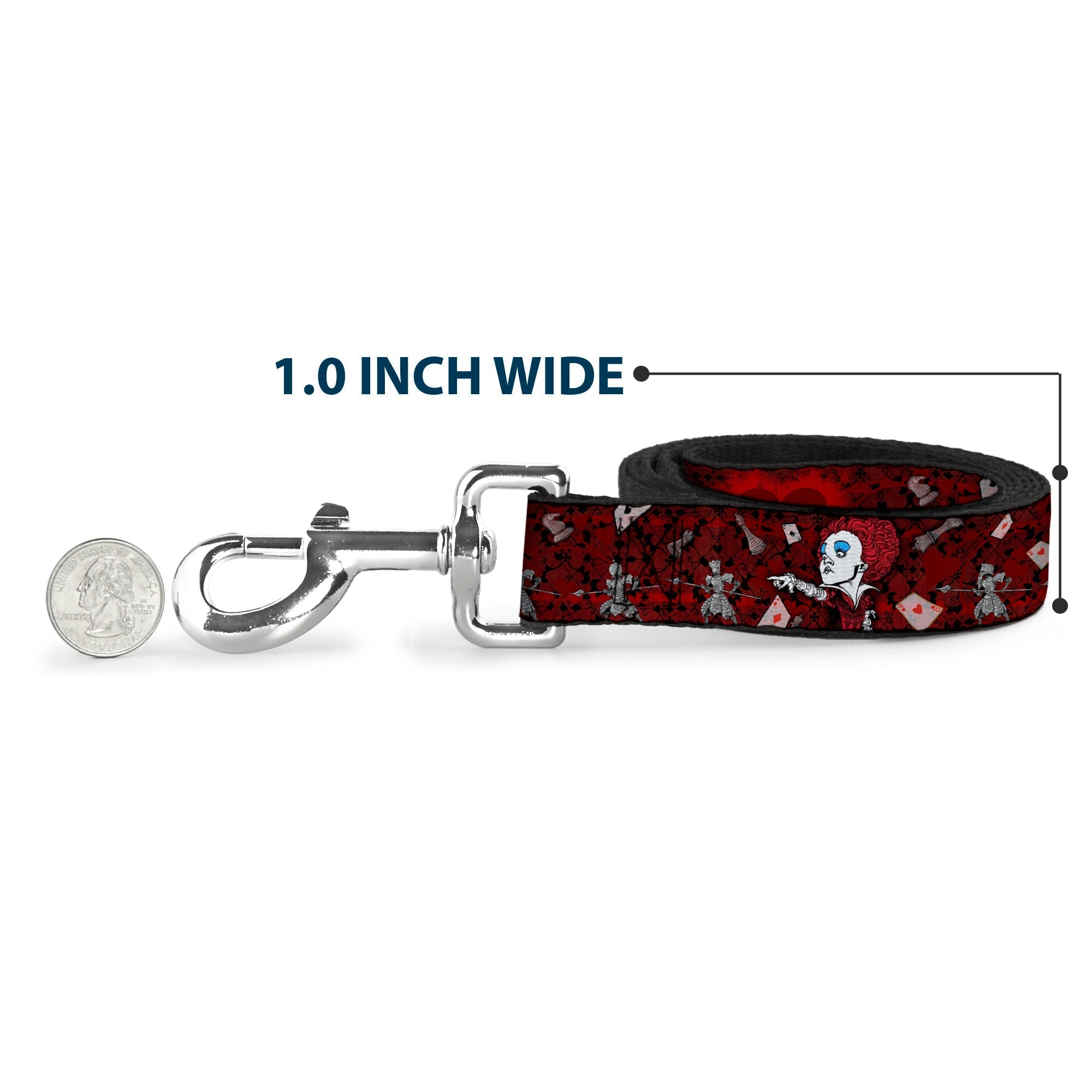 Dog Leash - Queen of Hearts Poses/Hearts/Cards Reds/Black 