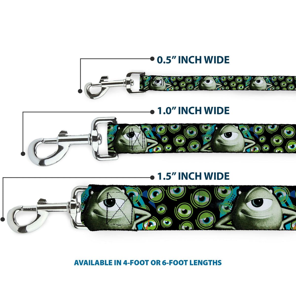 Dog Leash - Mike Poses/Eyeballs Black/Greens 