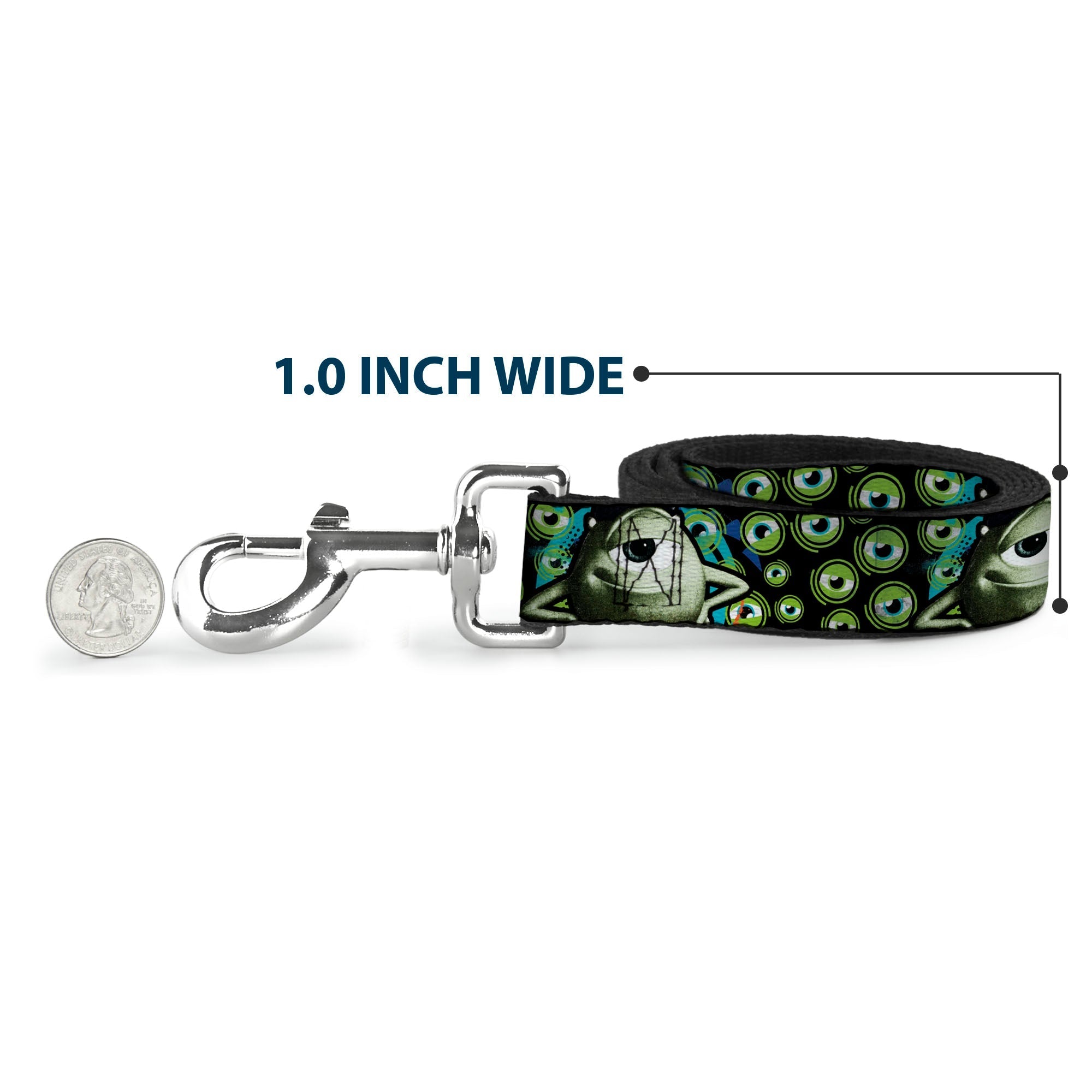 Dog Leash - Mike Poses/Eyeballs Black/Greens 