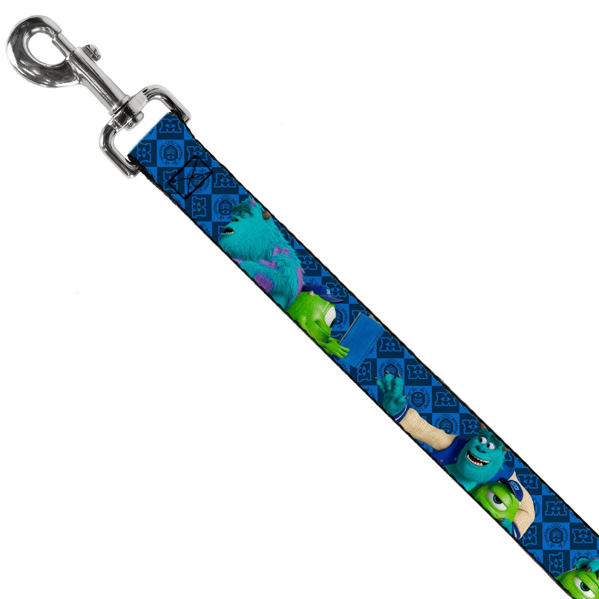 Dog Leash - Monsters University Sulley & Mike Poses/Checkers Blue 