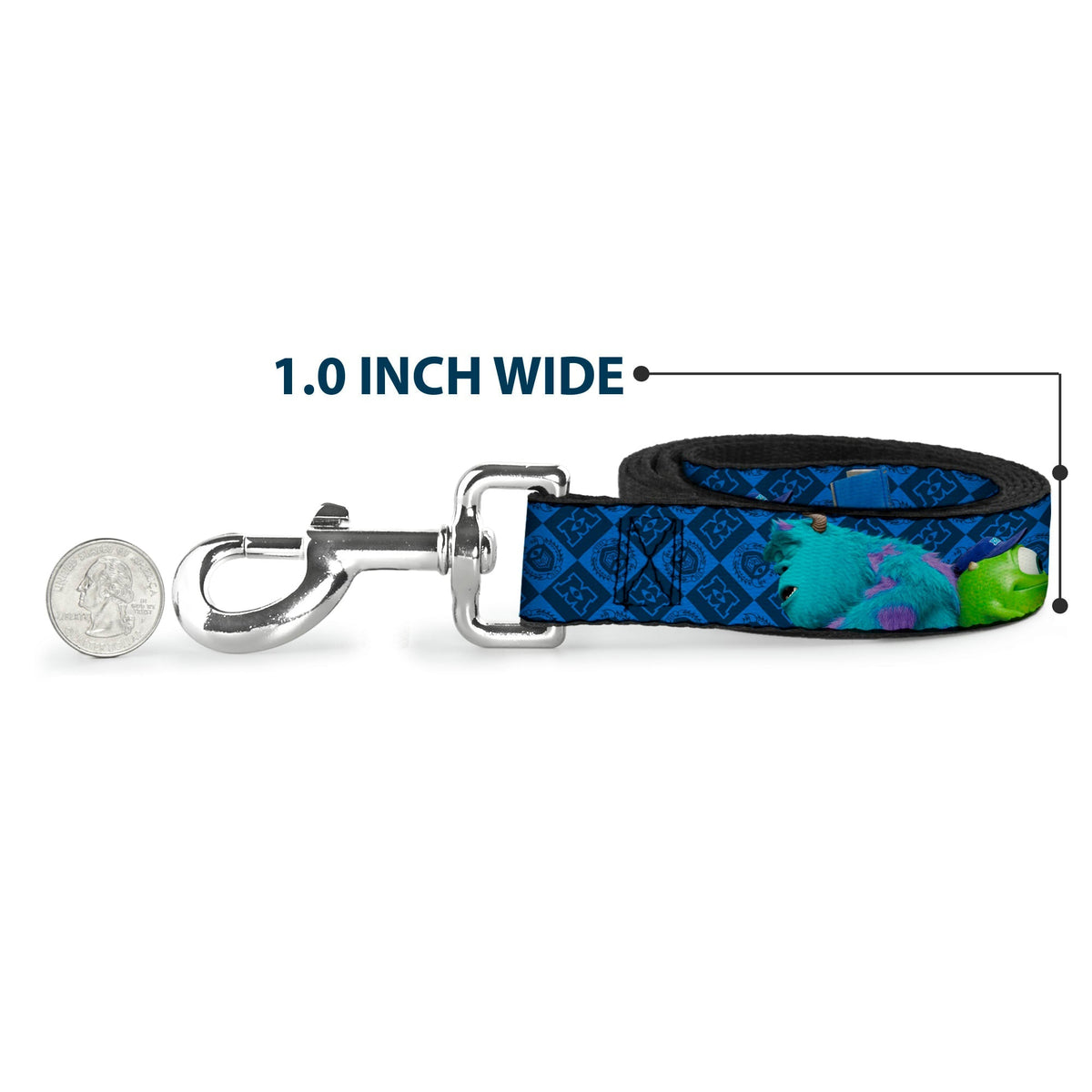 Dog Leash - Monsters University Sulley & Mike Poses/Checkers Blue 