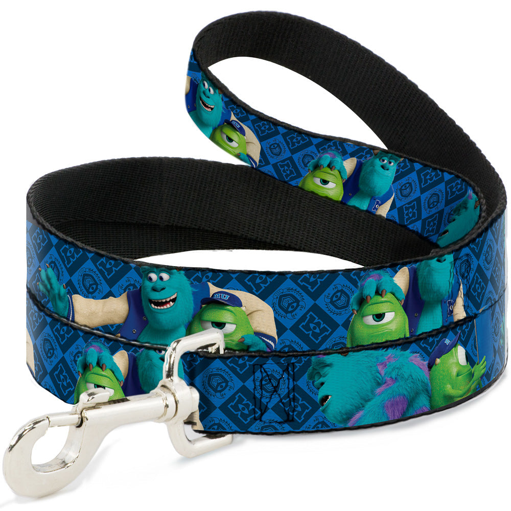 Dog Leash - Monsters University Sulley & Mike Poses/Checkers Blue 