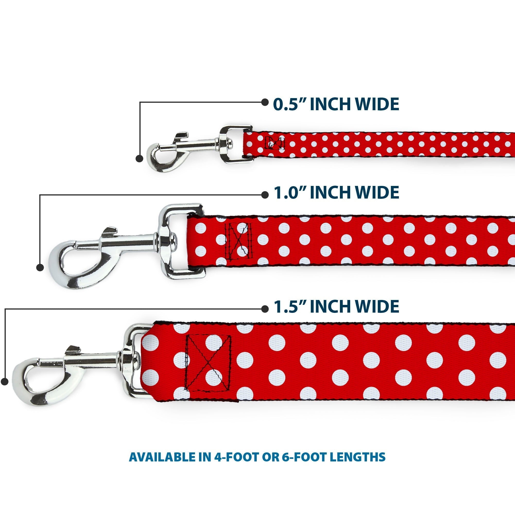Dog Leash - Minnie Mouse Polka Dots Red/White 