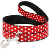 Buckle-Down Disney Minnie Mouse Polka Dots Red/White Dog Leash