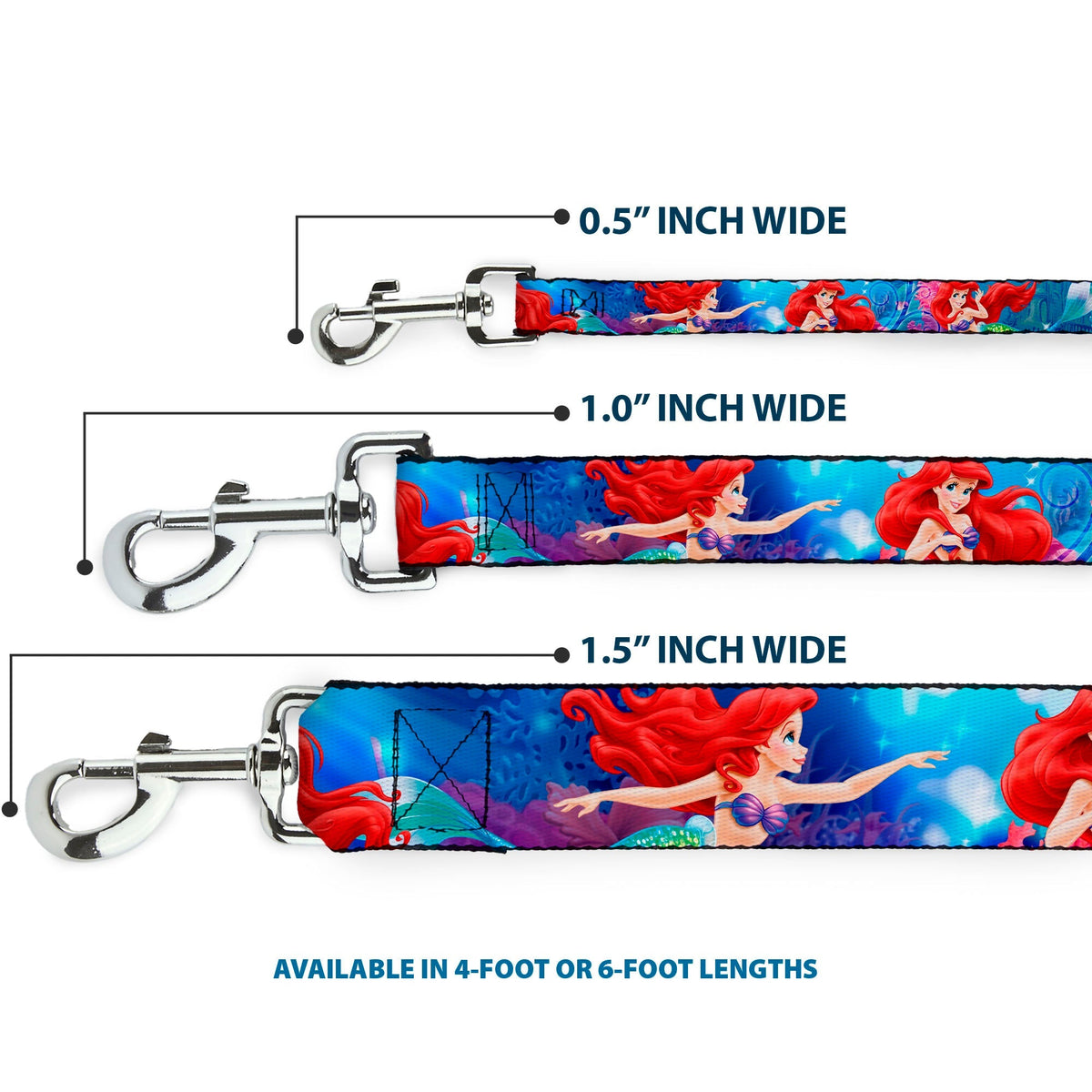 Dog Leash - Ariel Vivid Underwater Sparkle Poses/Castle 