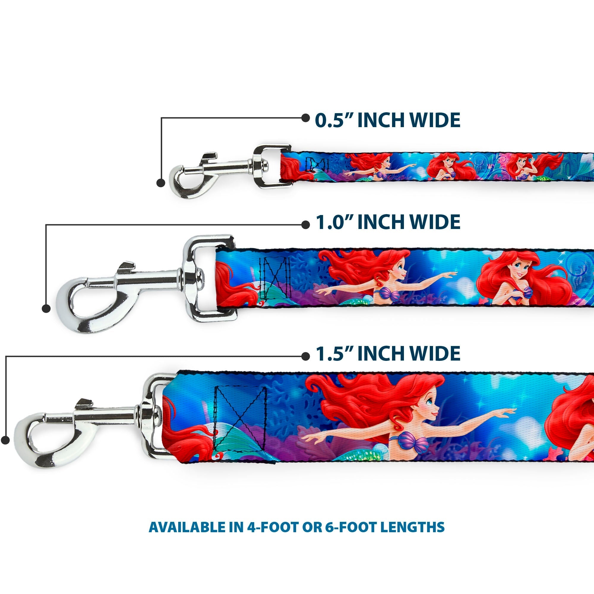 Dog Leash - Ariel Vivid Underwater Sparkle Poses/Castle 
