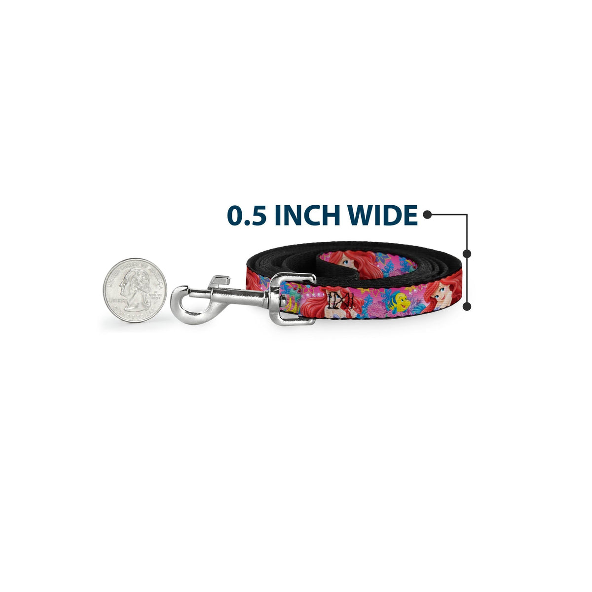 Dog Leash - Ariel/Flounder/Fish Trio Poses Pinks 