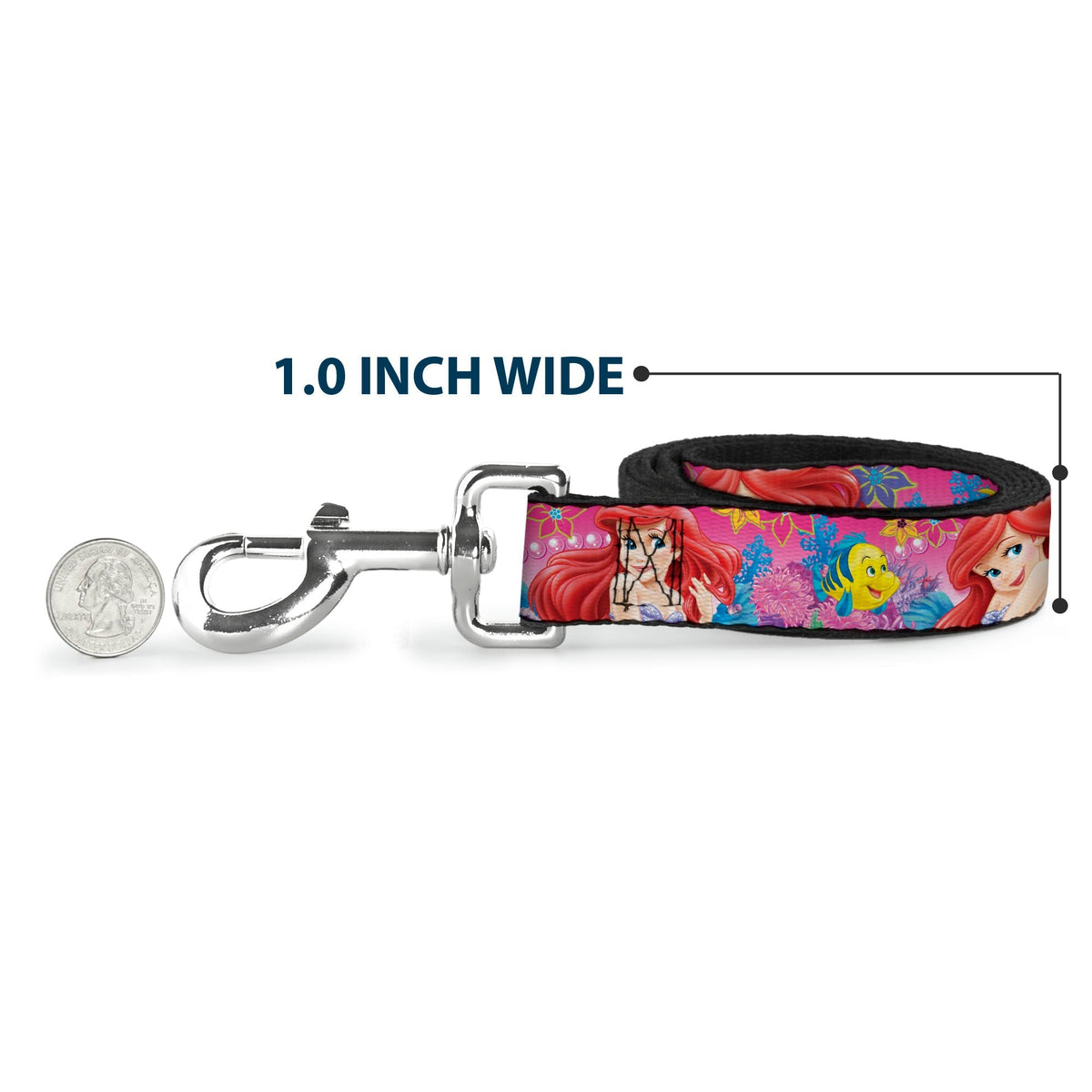 Dog Leash - Ariel/Flounder/Fish Trio Poses Pinks 