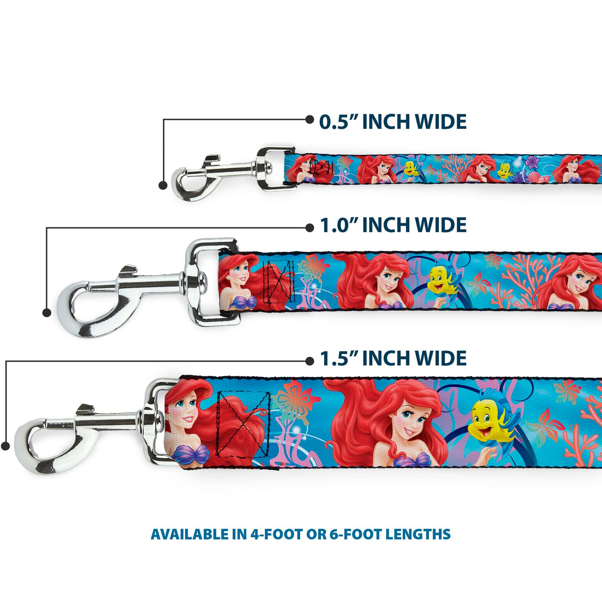 Dog Leash - Ariel & Flounder Vivid Underwater Poses 