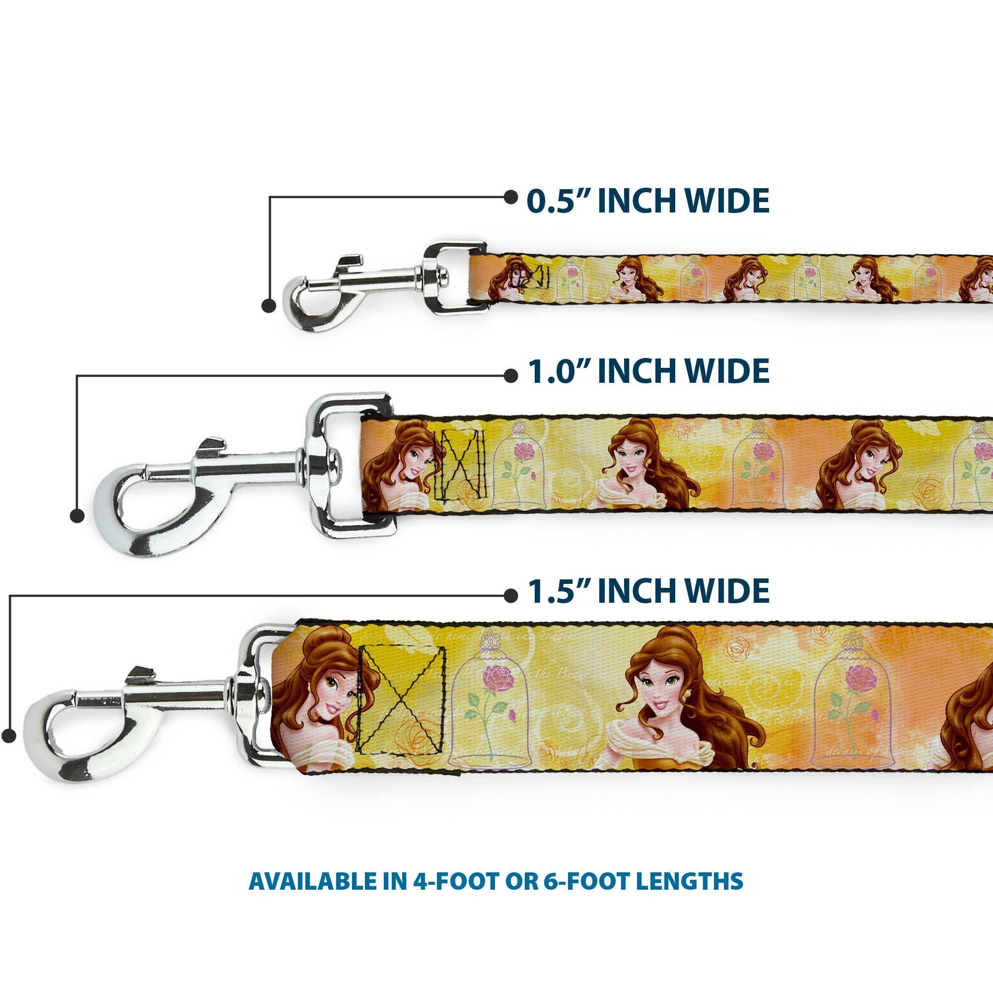 Dog Leash - Belle Poses/Enchanted Rose/Story Script Yellow/Pinks