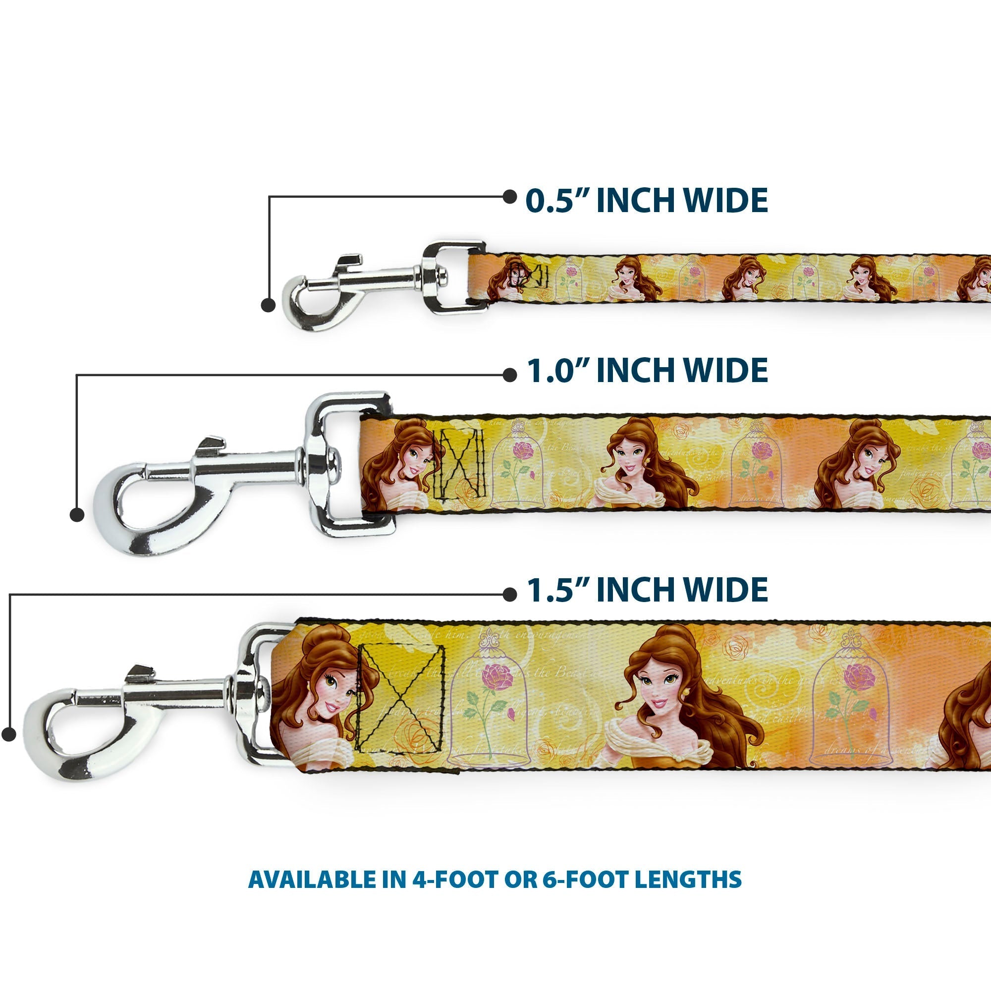 Dog Leash - Belle Poses/Enchanted Rose/Story Script Yellow/Pinks 