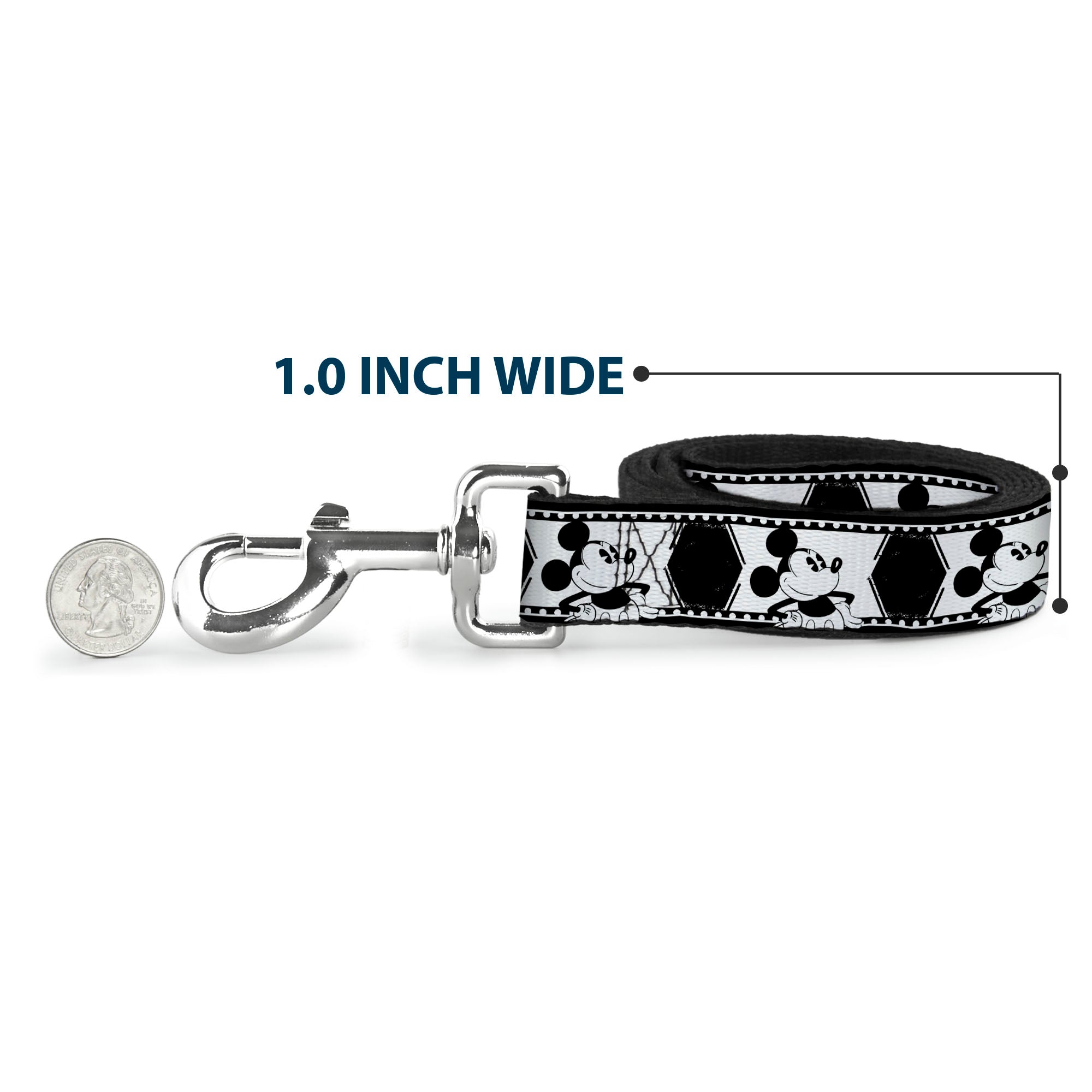 Dog Leash - Mickey Standing Pose Film Strip White/Black 
