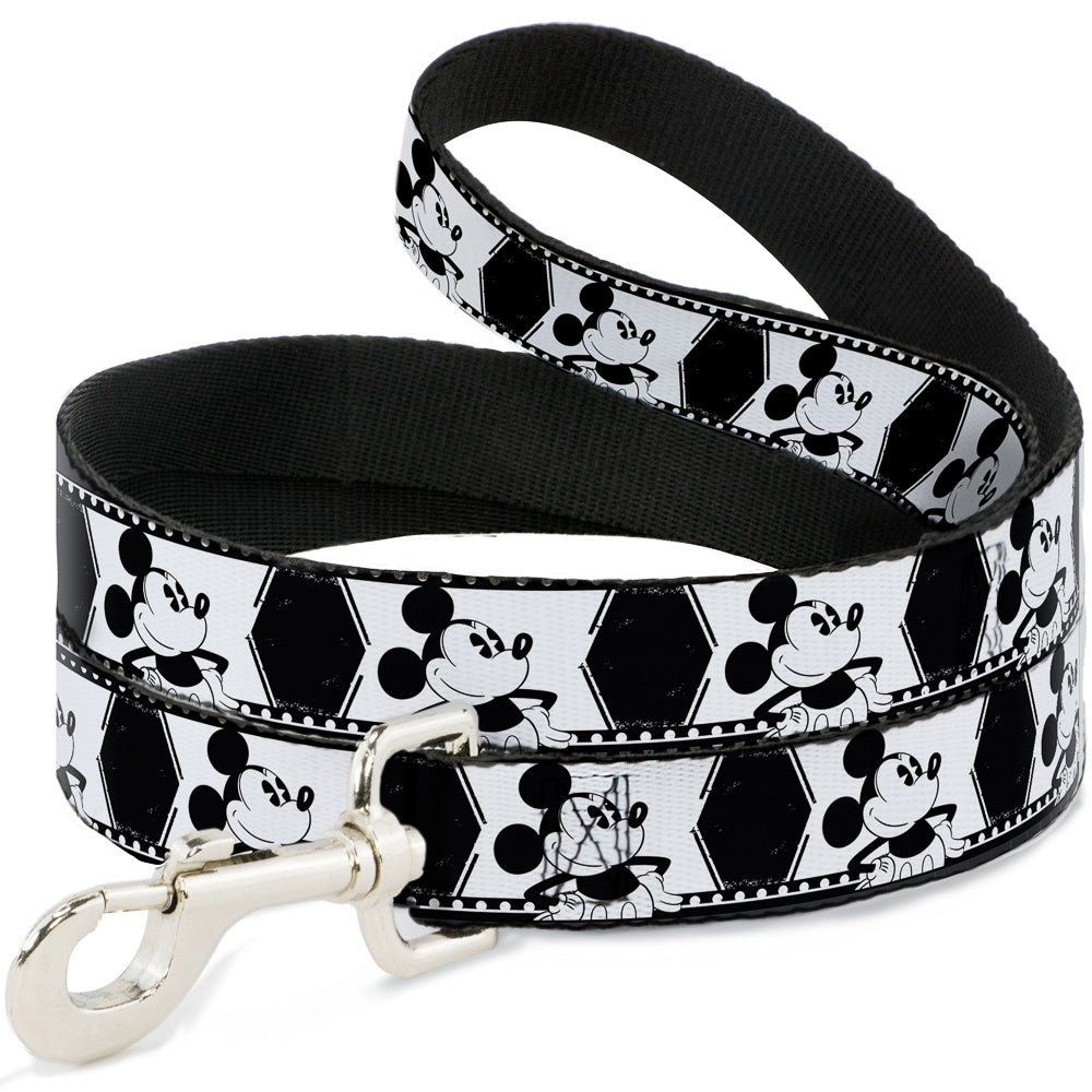 Dog Leash - Mickey Standing Pose Film Strip White/Black 