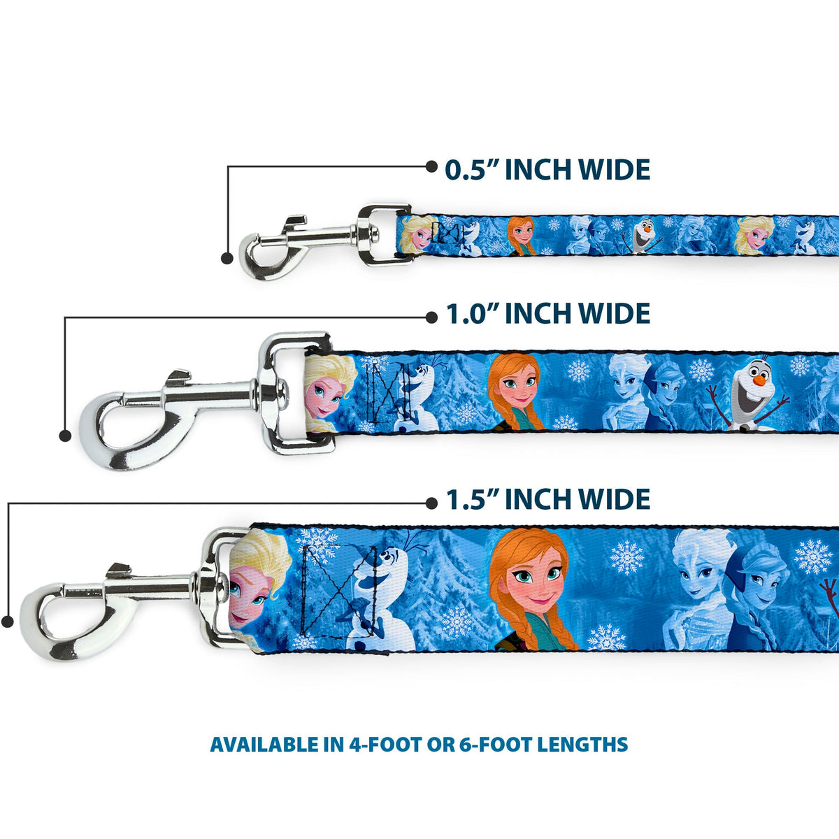 Dog Leash - Frozen Character Poses Blues 
