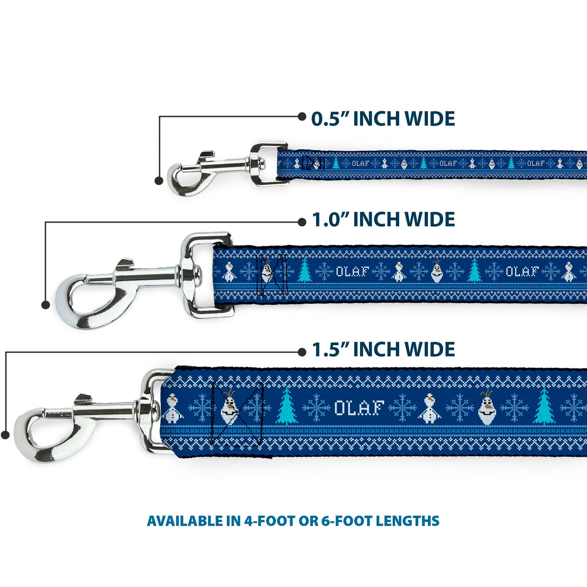 Dog Leash - Olaf/Snowflakes Stitch Blues/White 