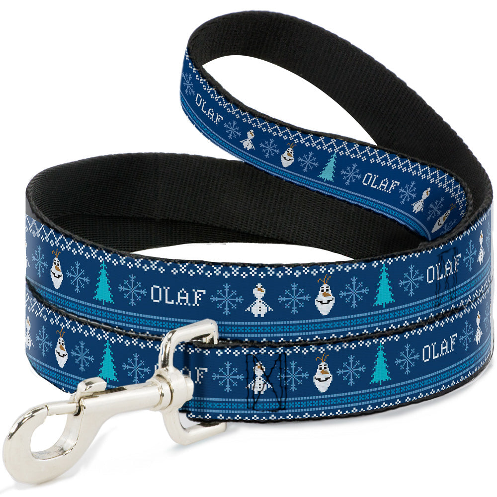 Dog Leash - Olaf/Snowflakes Stitch Blues/White 