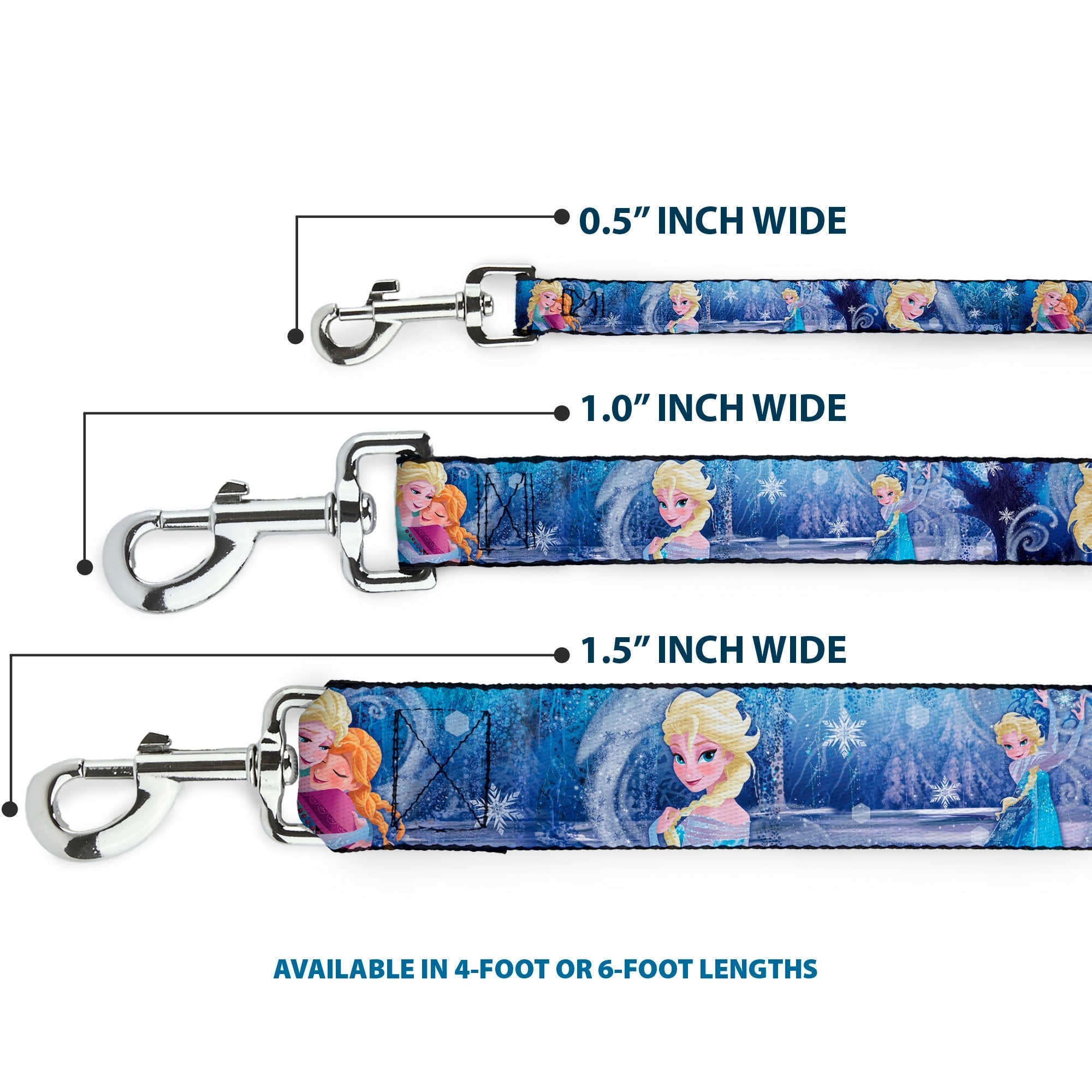 Dog Leash - Frozen Elsa the Snow Queen Poses/Snowflakes 