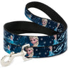 Dog Leash - Elsa the Snow Queen Poses/Snowflakes LET IT GO Blues/White