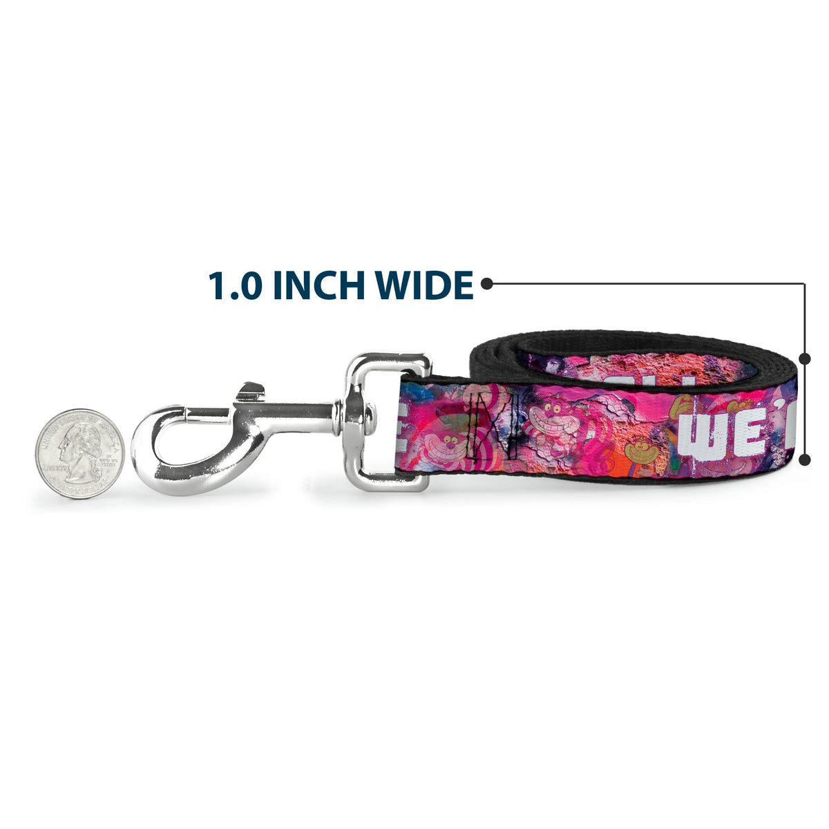 Dog Leash - Transparent Cheshire Cat Poses WERE ALL MAD HERE 