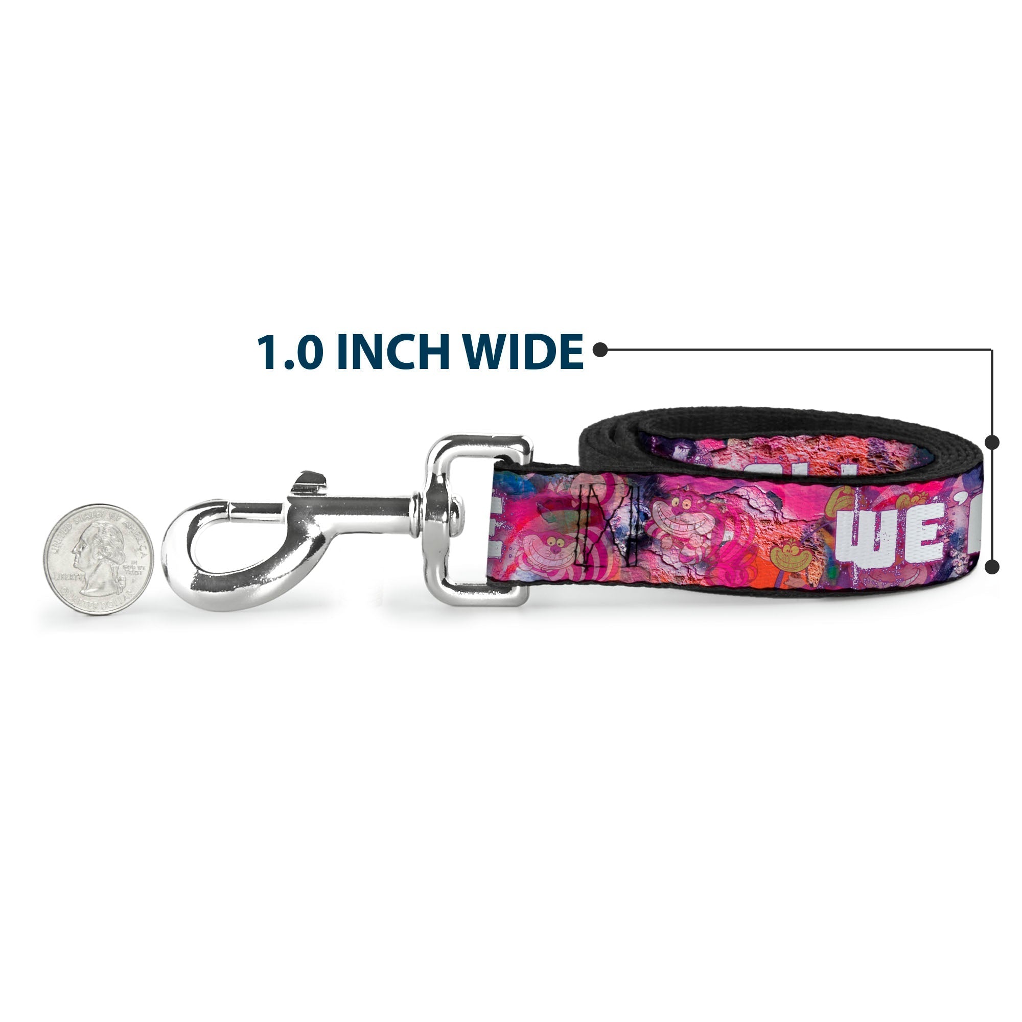 Dog Leash - Transparent Cheshire Cat Poses WERE ALL MAD HERE 