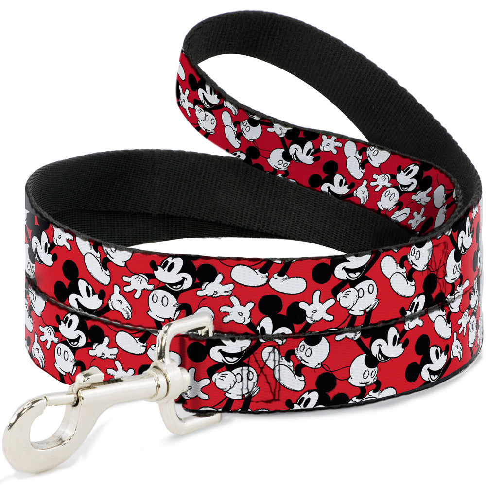 Dog Leash - Mickey Mouse Poses Scattered Red/Black/White 