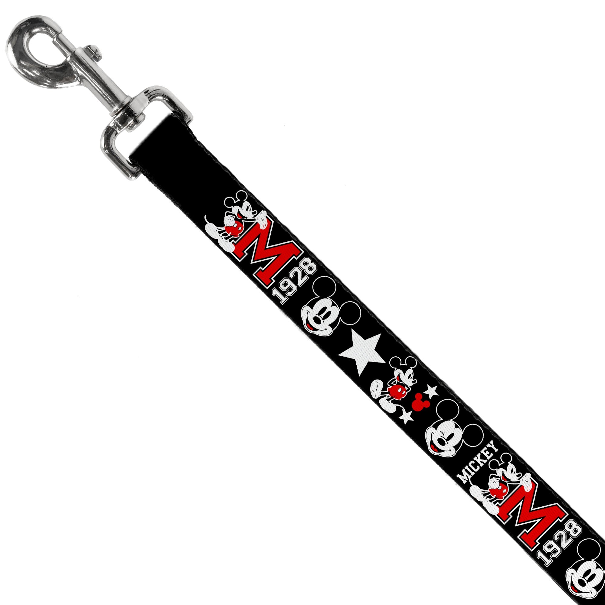 Dog Leash - Classic Mickey Mouse 1928 Collage Black/White/Red