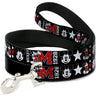 Dog Leash - Classic Mickey Mouse 1928 Collage Black/White/Red
