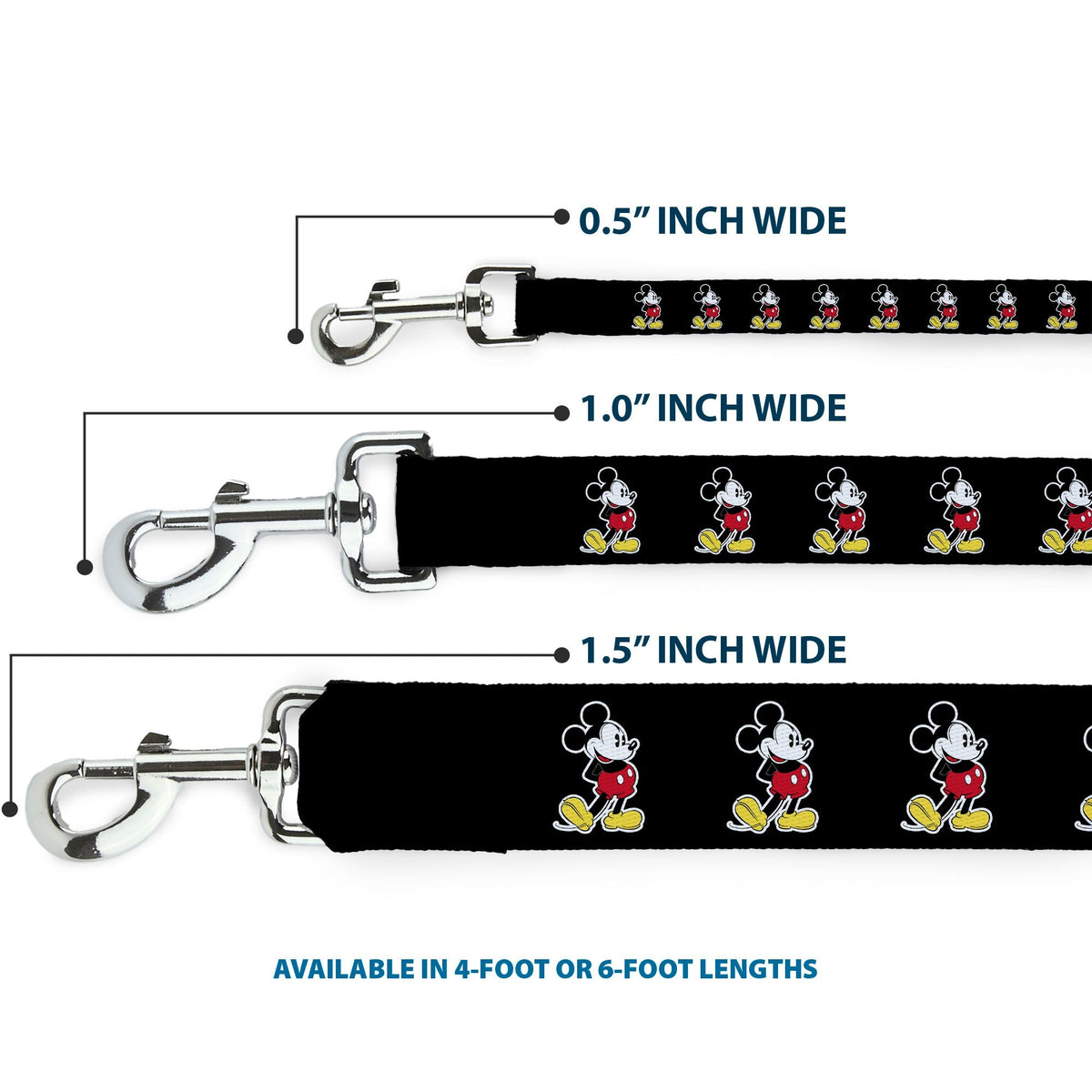 Dog Leash - Classic Mickey Mouse Pose Black 