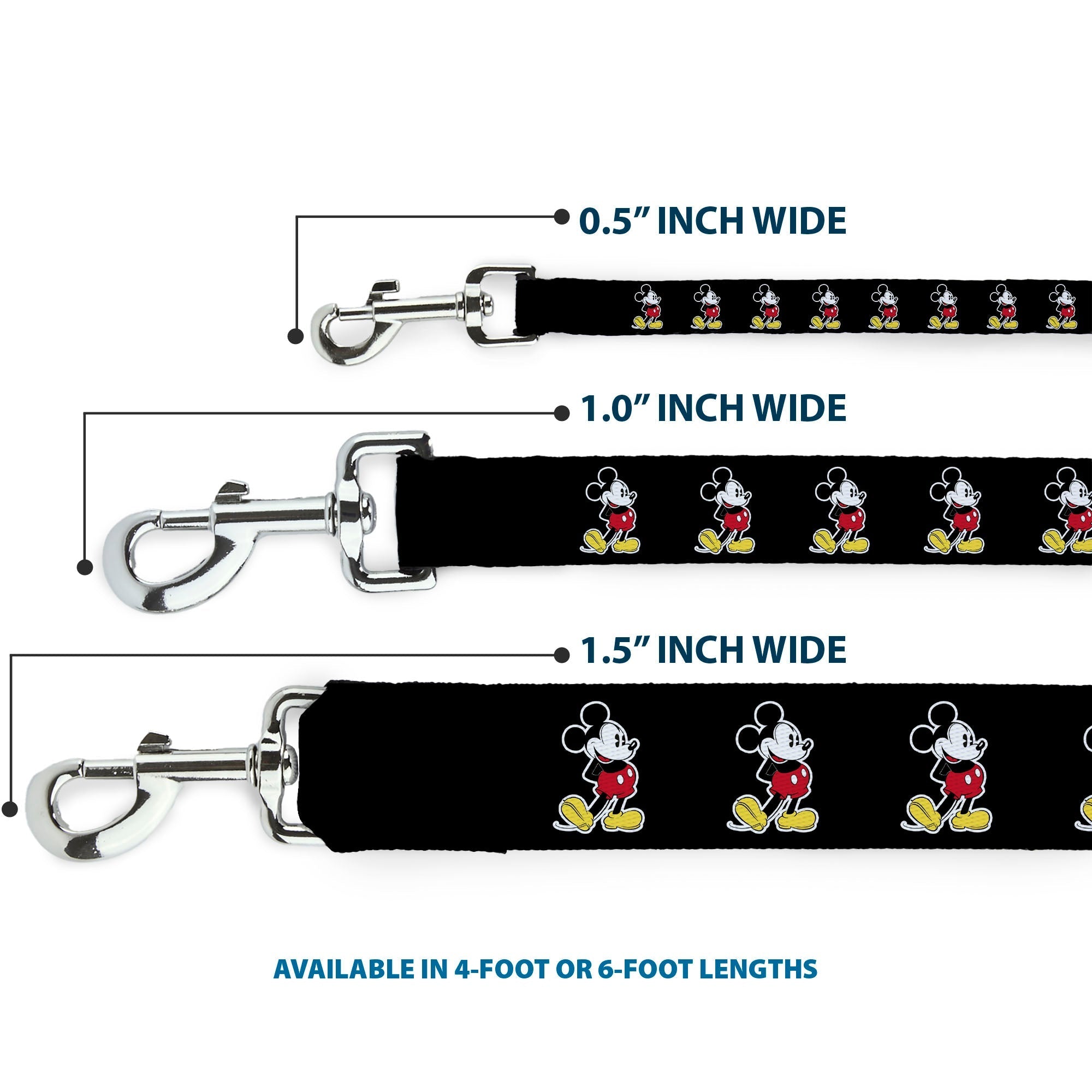 Dog Leash - Classic Mickey Mouse Pose Black 