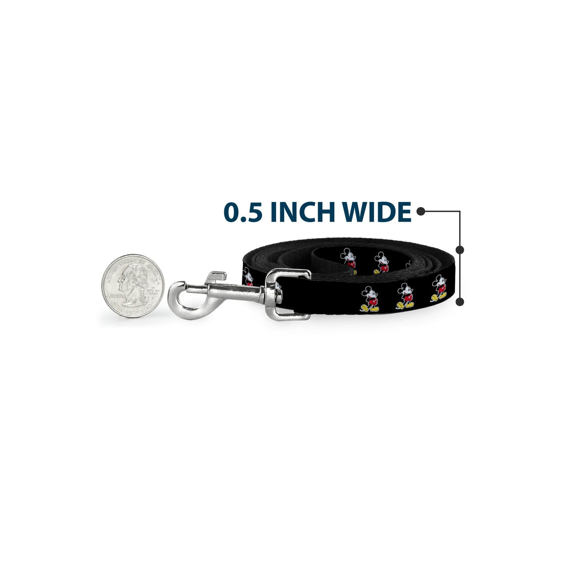 Dog Leash - Classic Mickey Mouse Pose Black 