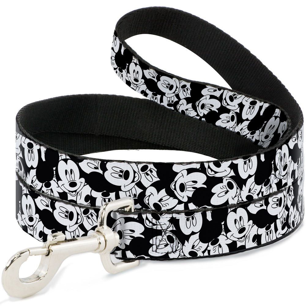 Dog Leash - Mickey Mouse Expressions Stacked White/Black 