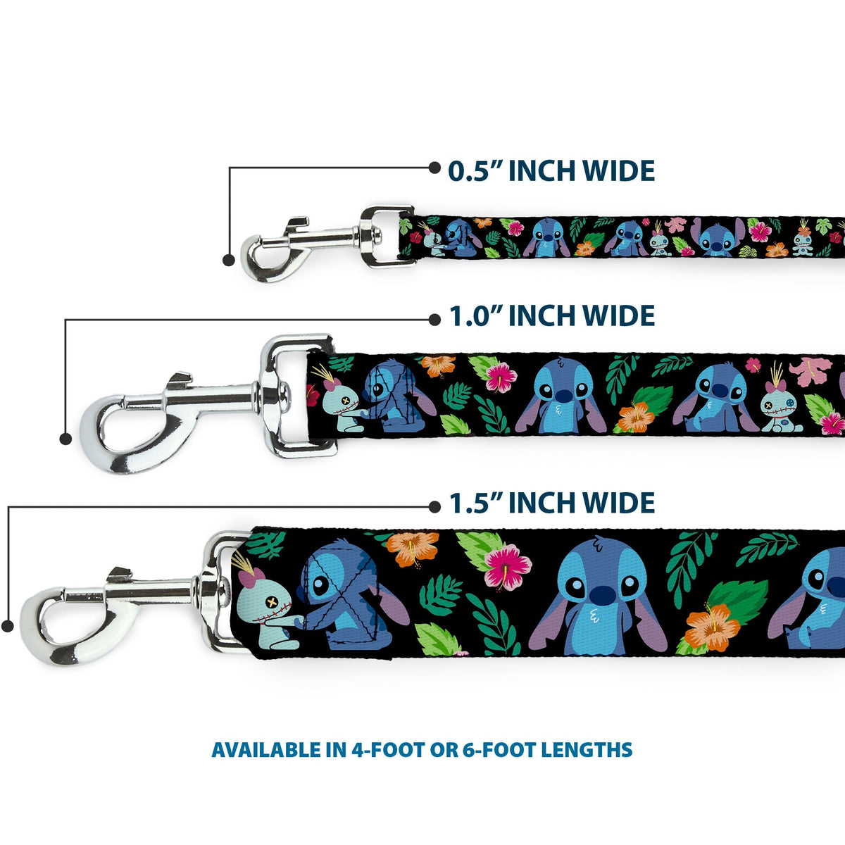 Dog Leash - Stitch & Scrump Poses/Tropical Flora 
