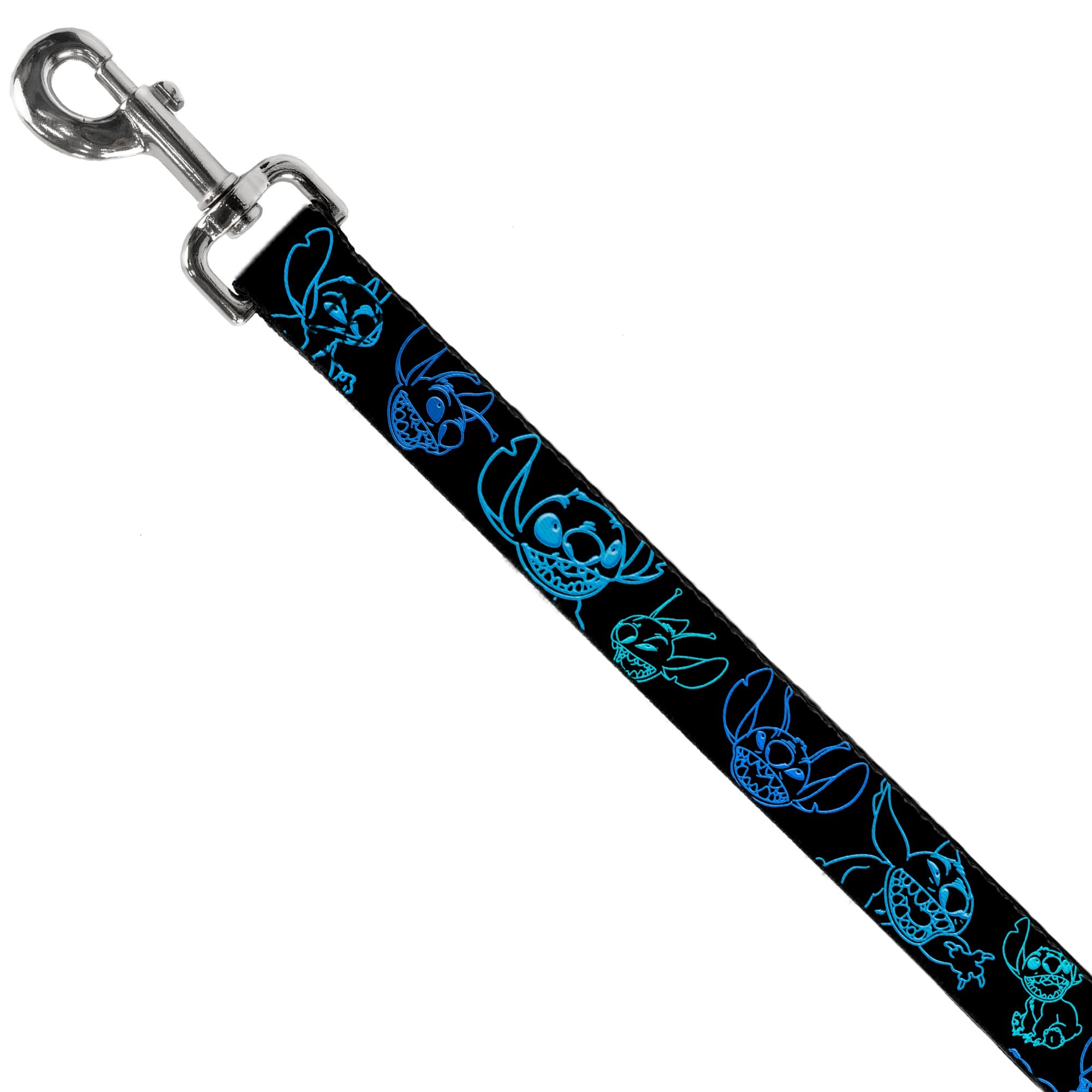 Dog Leash - Electric Stitch Poses Black/Neon Blue