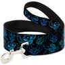 Dog Leash - Electric Stitch Poses Black/Neon Blue