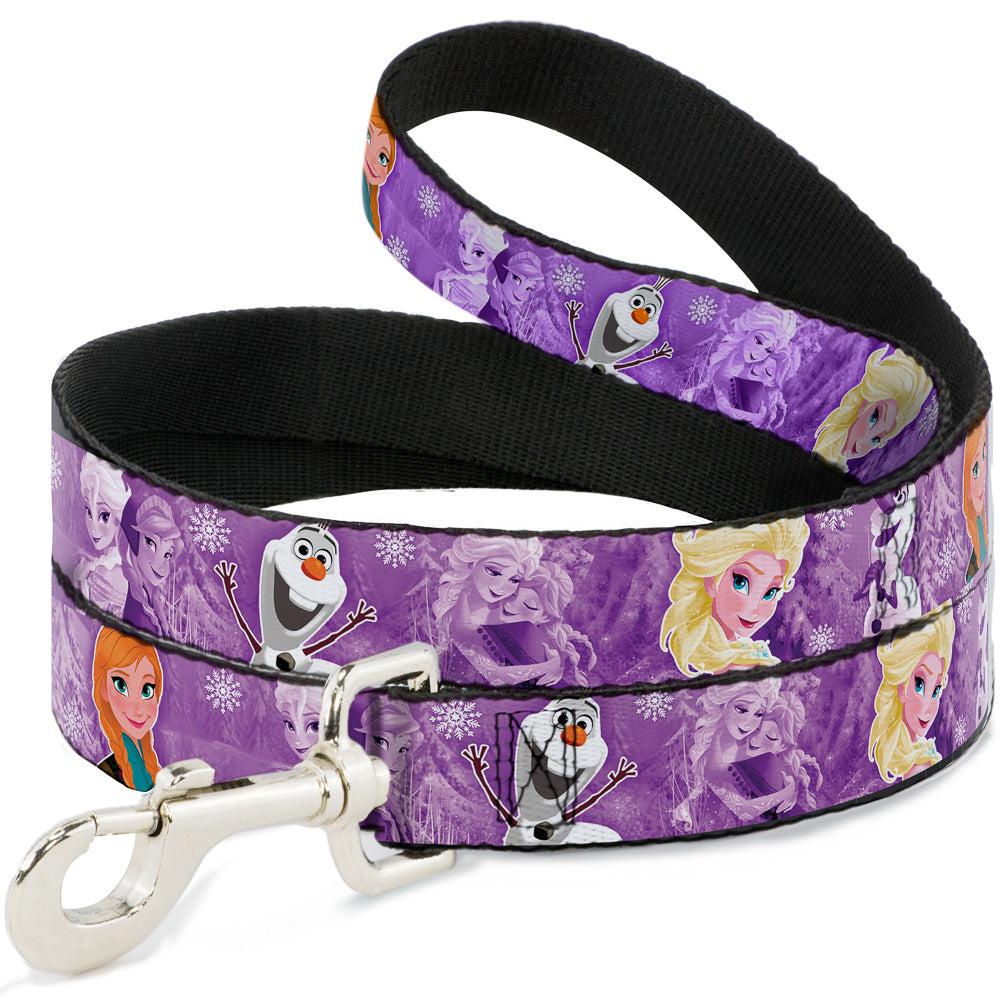Dog Leash - Frozen Anna/Elsa/Olaf Poses/Scenes Purples 