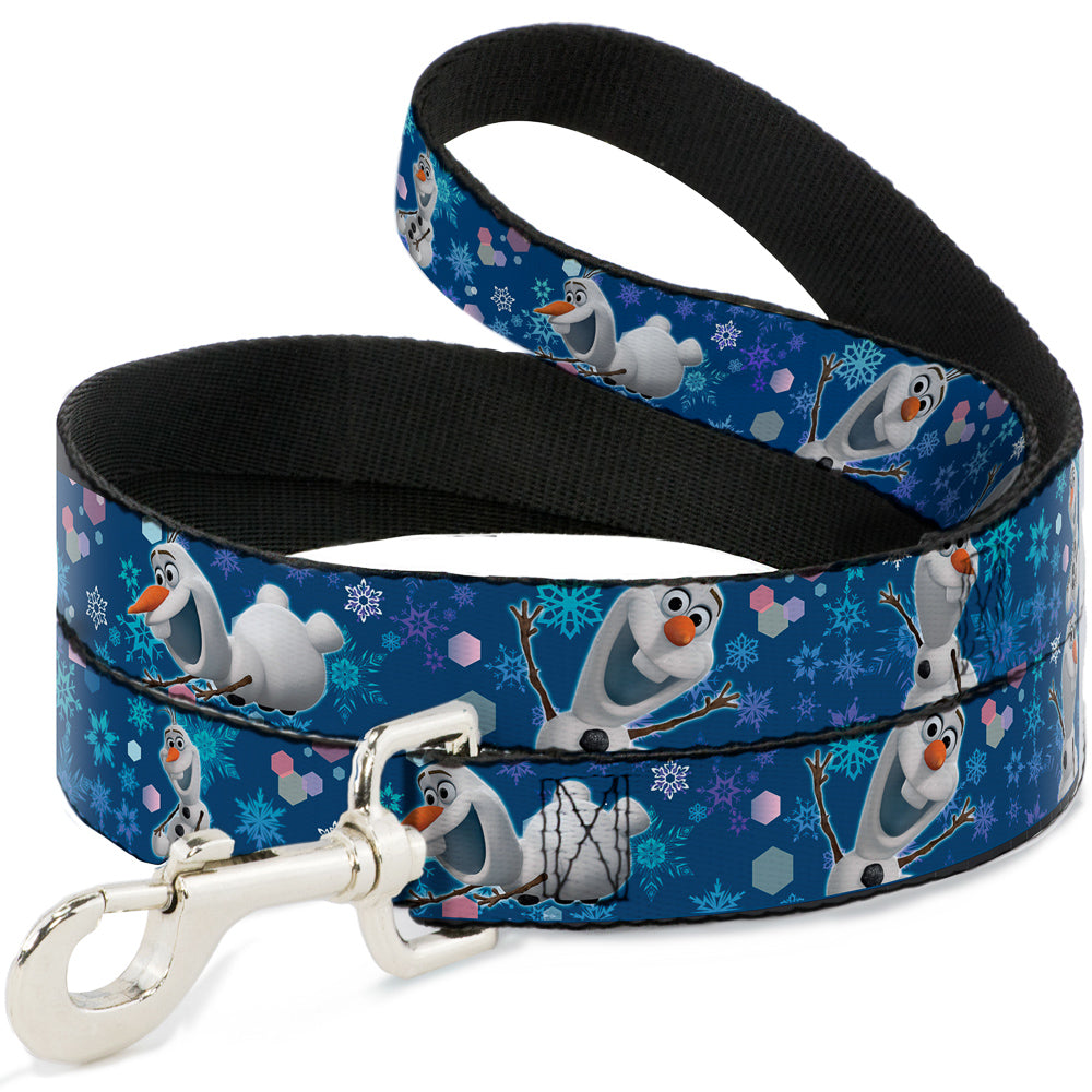 Dog Leash - Frozen Olaf Poses/Snowflakes Blues 