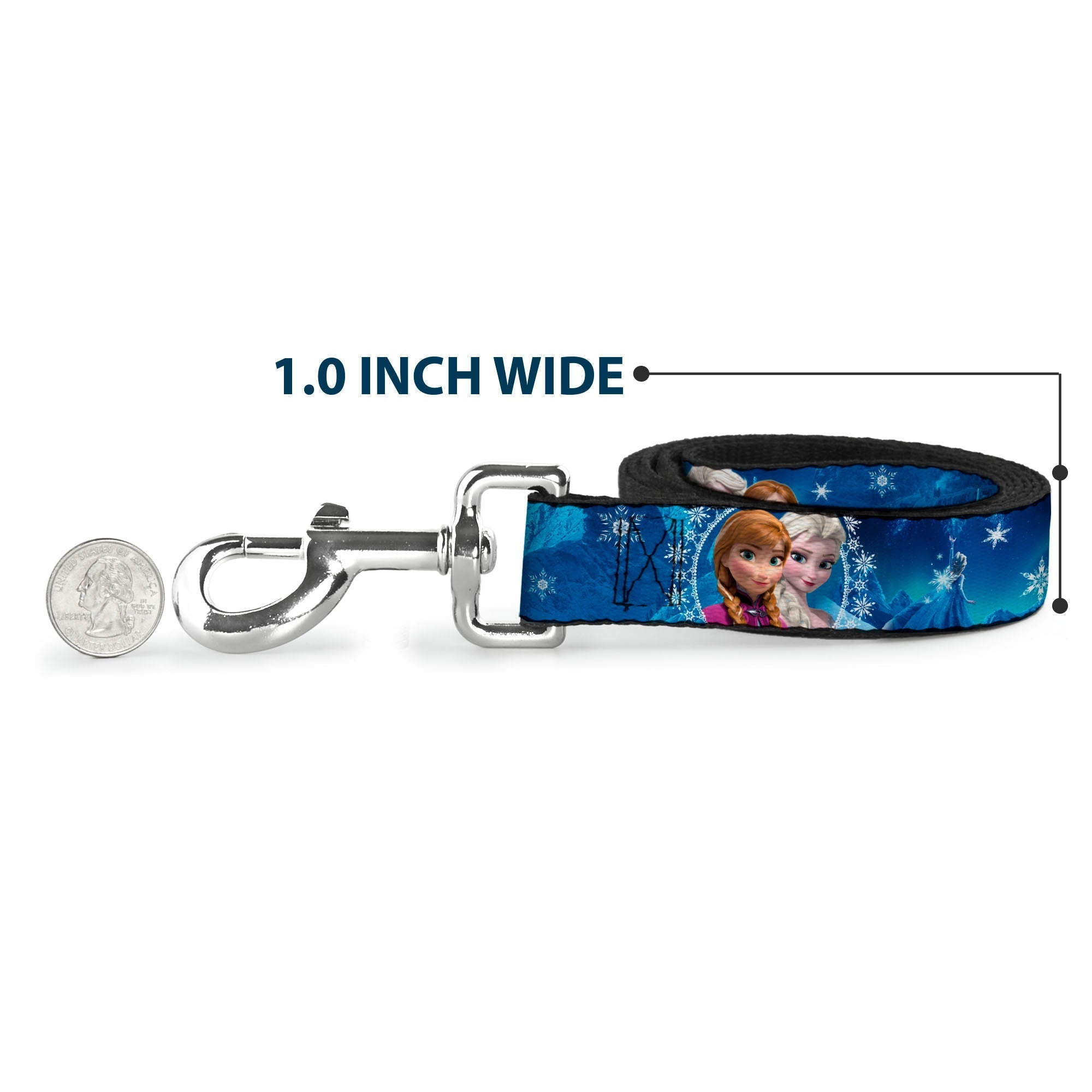 Dog Leash - Anna & Elsa Poses/Castle & Mountains Blues 