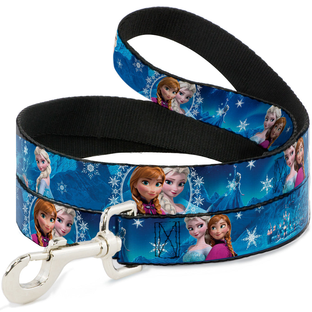 Dog Leash - Anna & Elsa Poses/Castle & Mountains Blues 