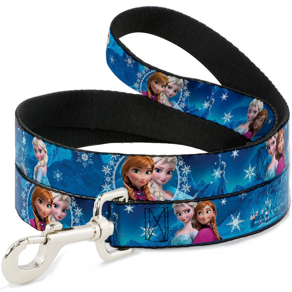 Dog Leash - Anna & Elsa Poses/Castle & Mountains Blues 
