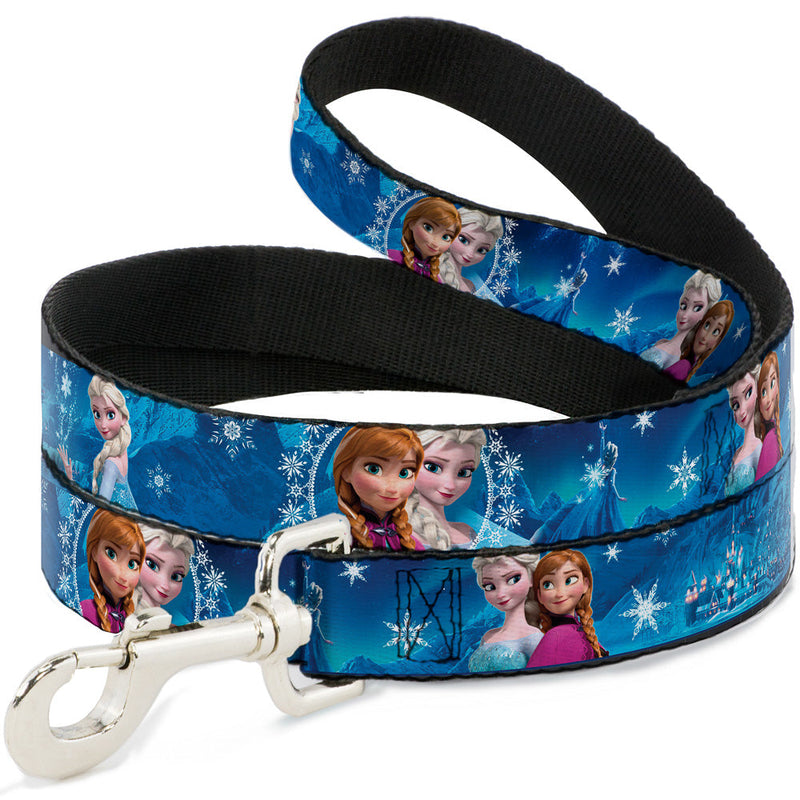 Dog Leash - Anna & Elsa Poses/Castle & Mountains Blues 