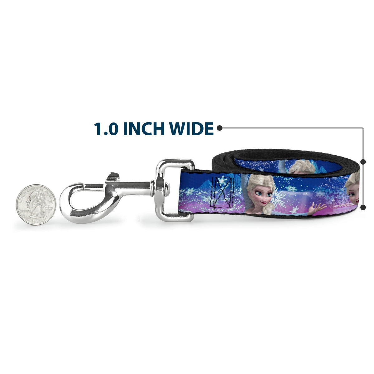 Dog Leash - Elsa the Snow Queen Poses/Castle & Snowy Mountains Blue-Pink Fade 