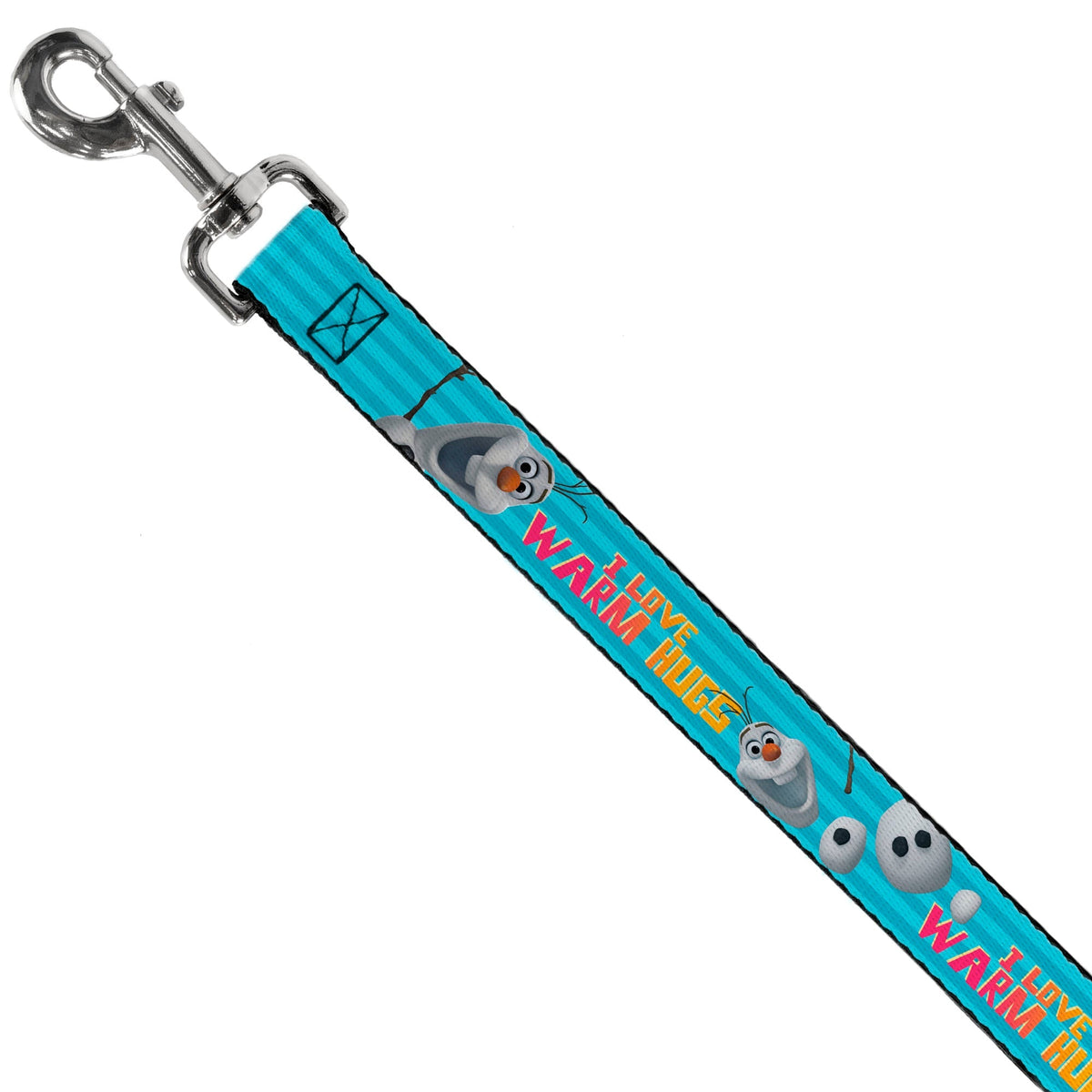 Dog Leash - Olaf Pose I LOVE WARM HUGS Stripe Blues 
