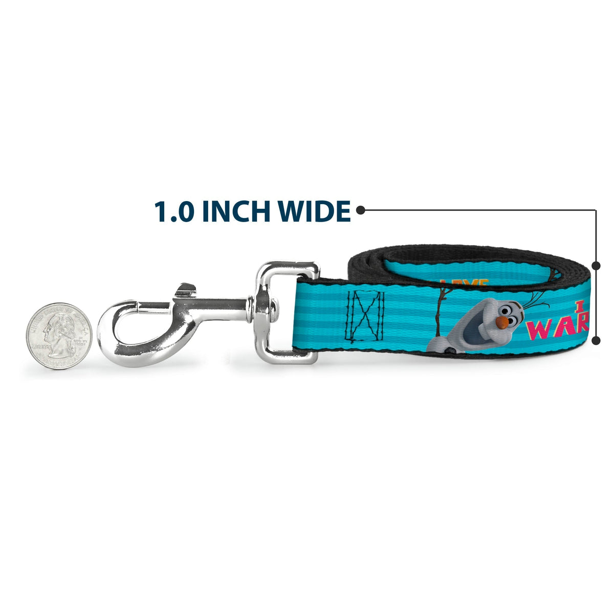 Dog Leash - Olaf Pose I LOVE WARM HUGS Stripe Blues 