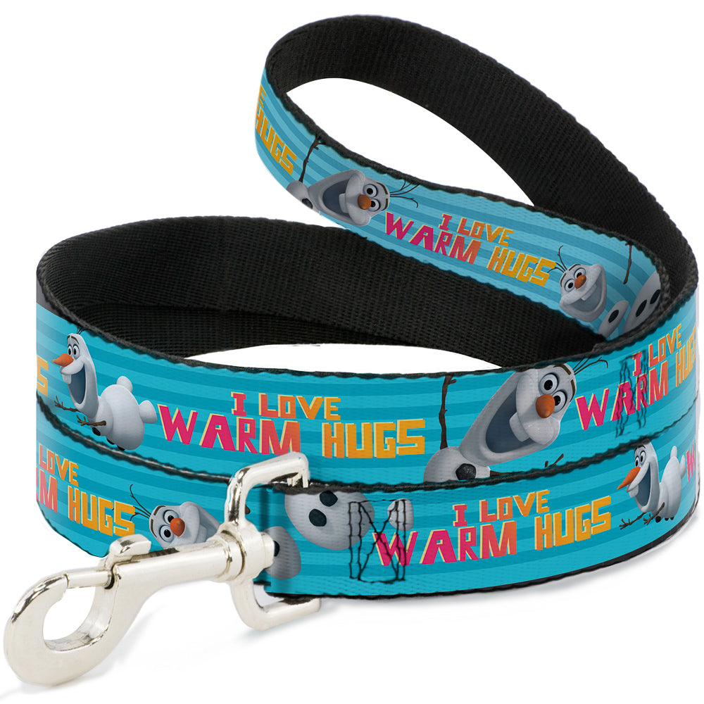 Dog Leash - Olaf Pose I LOVE WARM HUGS Stripe Blues 