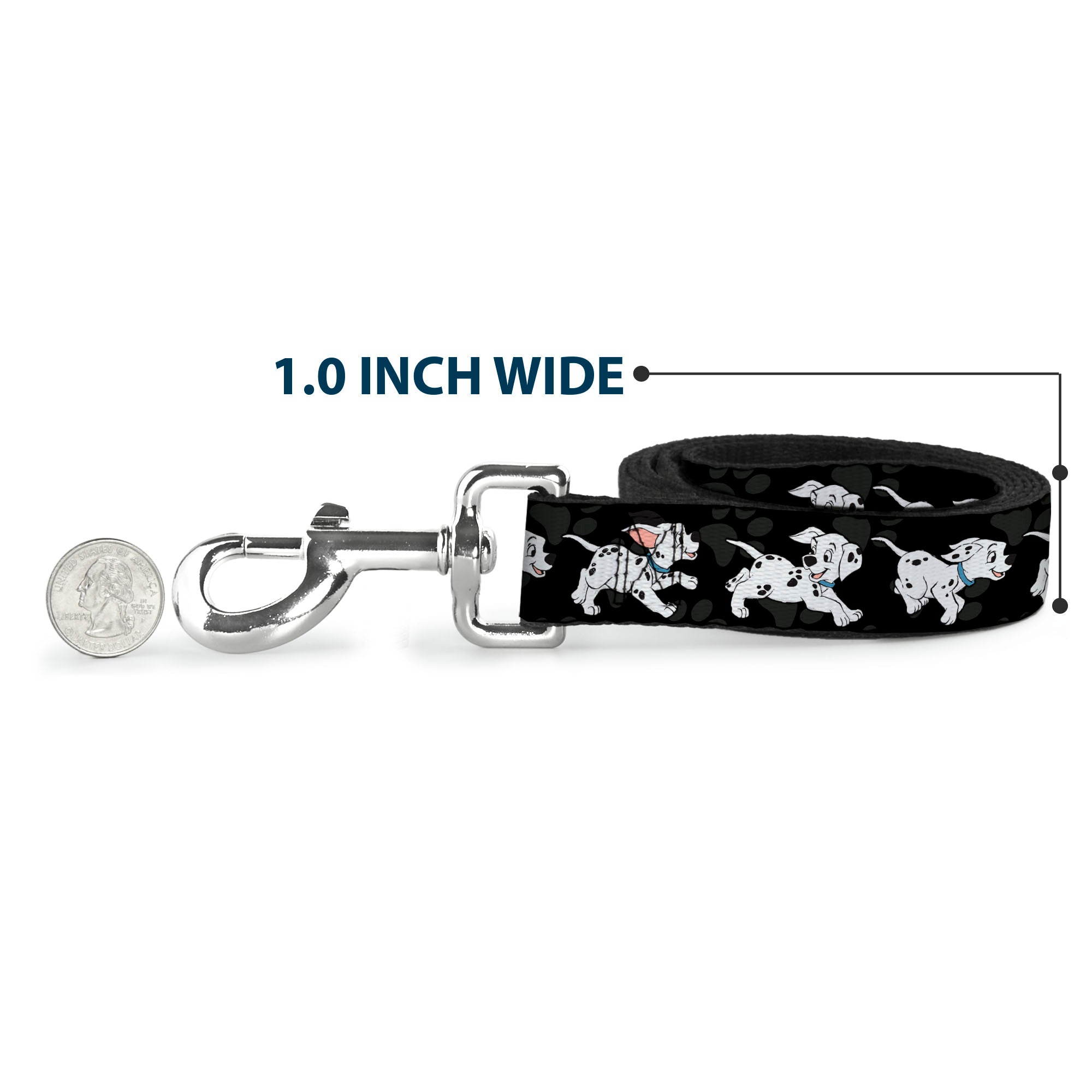 Dog Leash - Dalmatians Running/Paws Black/Gray/White/Black