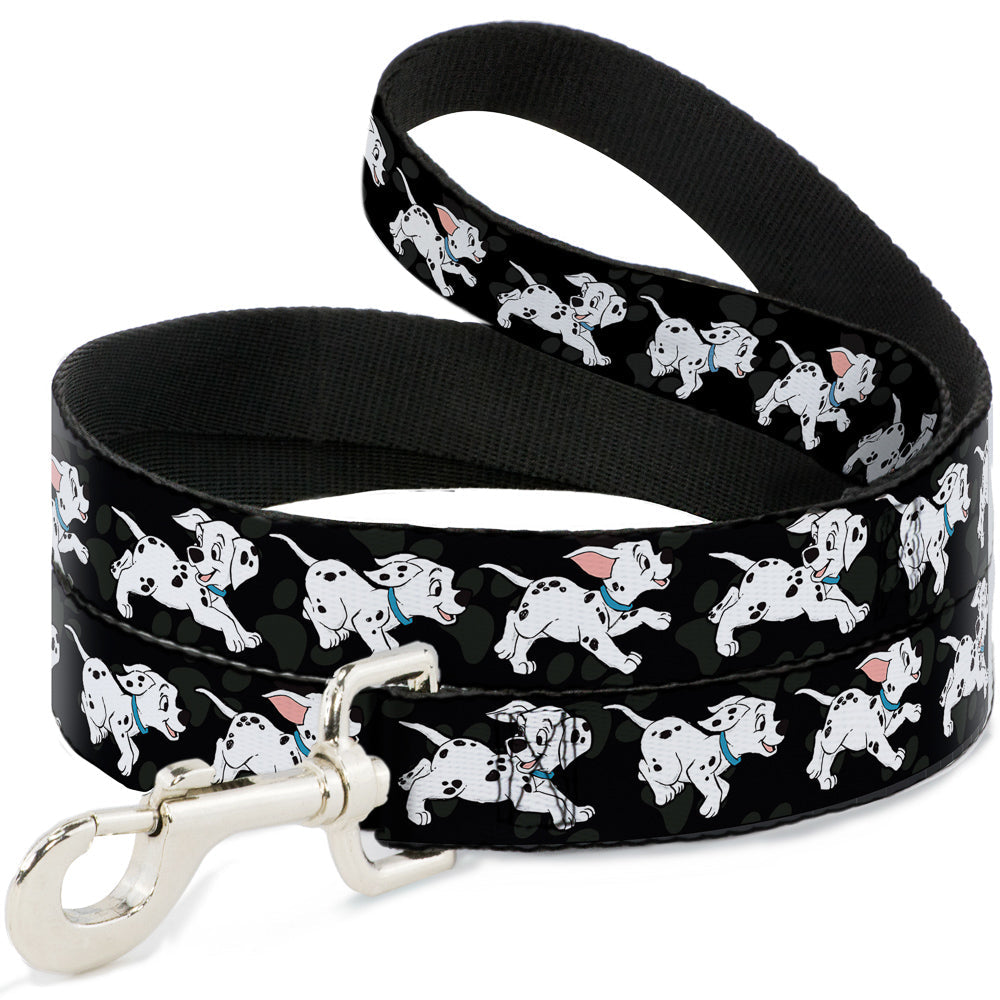 Dog Leash - Dalmatians Running/Paws Black/Gray/White/Black 